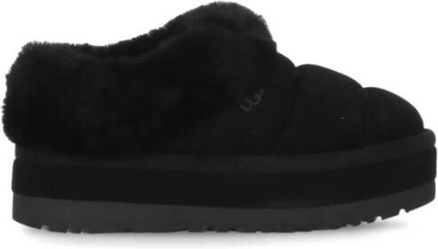 Ugg Zwarte Suède Slipper met Shearling Kraag Black Dames