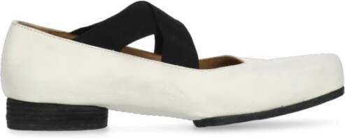 UMA Wang Ivory Leren Ballet Flats met Elastische Banden Beige Dames