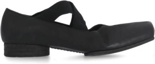 UMA Wang Zwarte Leren Ballet Flats met Elastische Banden Black Dames