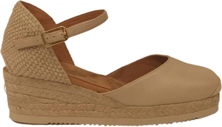 Unisa Beige Casual Leren Espadrilles Vrouwen Beige Dames