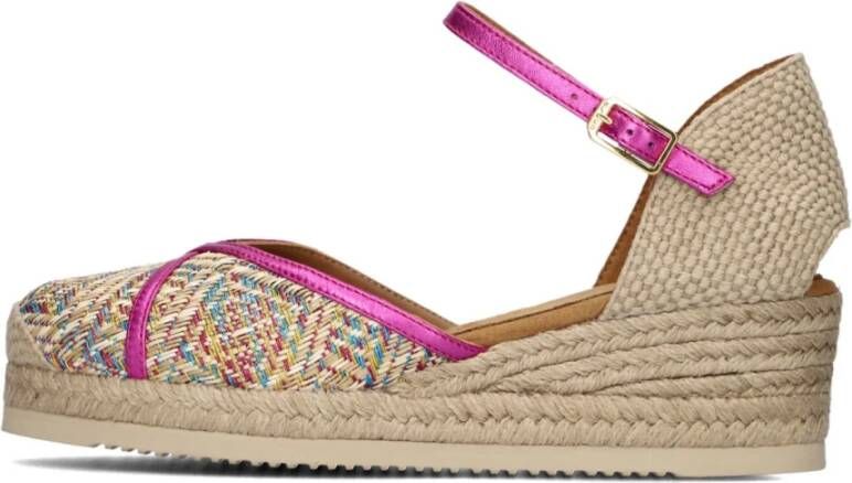 Unisa Beige Espadrilles met Raffia en Gesp Beige Dames