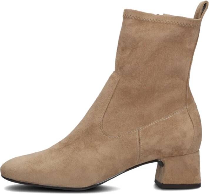 Unisa Beige Suède Enkellaarsjes met Blokhak Beige Dames