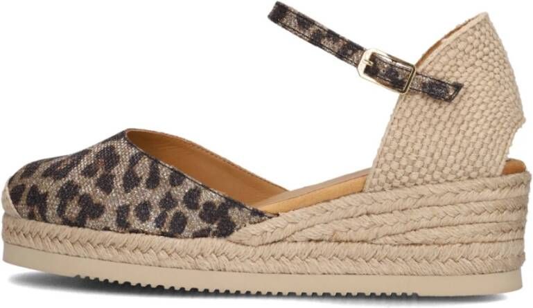 Unisa Bruine Sleehak Espadrilles Cisca Stijl Beige Dames