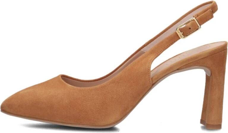 Unisa Elegante Suède Pumps met Gesp Brown Dames