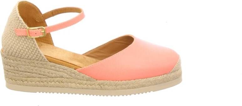 Unisa Leren Espadrilles met Sleehak Pink Dames