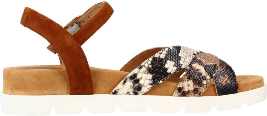 Unisa Platte Sandalen met Kruisbanden Brown Dames