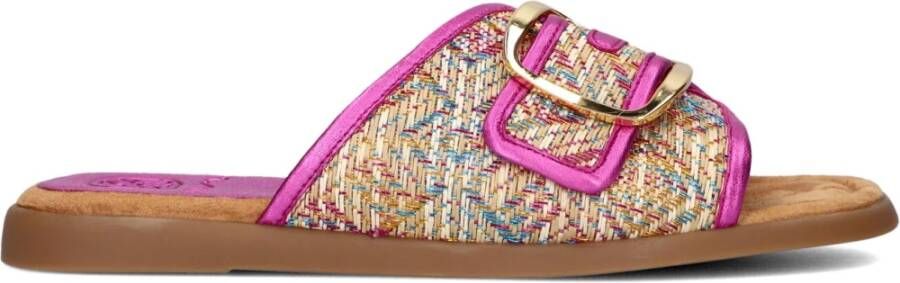 Unisa Roze Metallic Raffia Slippers Multicolor Dames