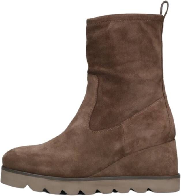 Unisa Taupe Suède Enkellaarsjes Leticia Beige Dames