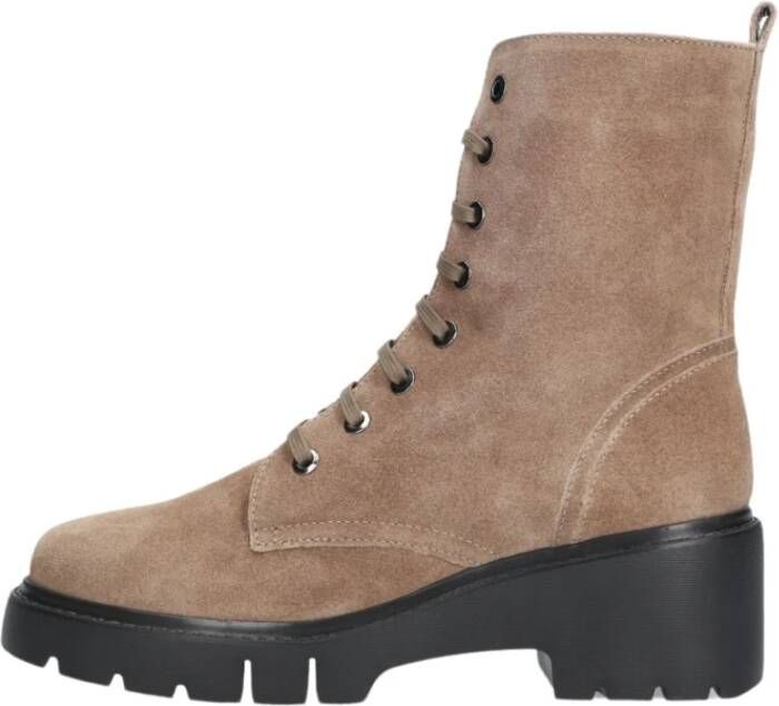 Unisa Taupe Suède Veterboots Jriso Beige Dames