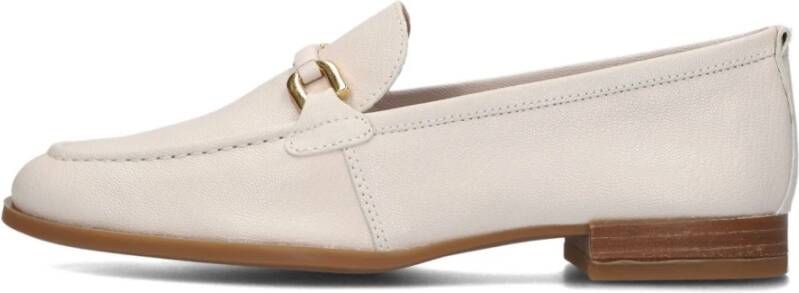 Unisa Witte Leren Loafers met Gouden Horsebit Detail White Dames