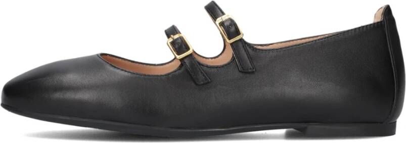 Unisa Zwarte Leren Ballerina Flats Black Dames