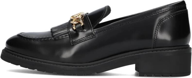 Unisa Zwarte Loafer Elma met Franjes Black Dames