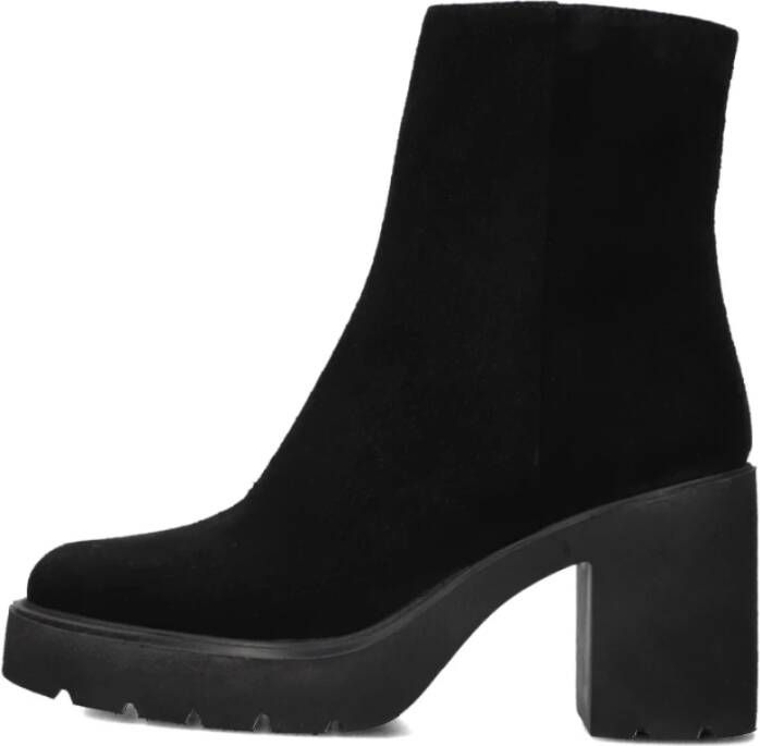 Unisa Zwarte Suède Enkelboots Khan Black Dames