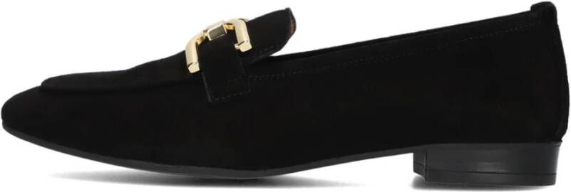 Unisa Zwarte Suède Loafer met Gouden Accent Black Dames