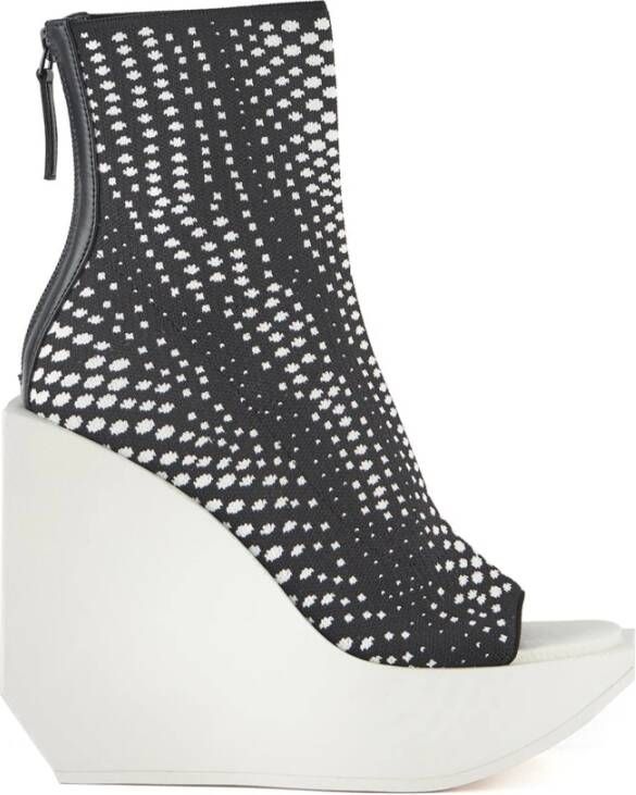 United Nude Grafische Geweven Platform Bootie met Sleehak Black Dames