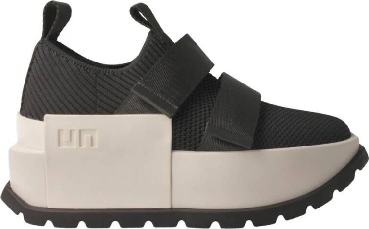 United Nude Zwarte Gebreide Sneakers met Verstelbare Banden Black Dames