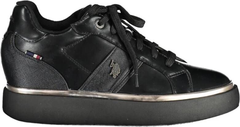 U.s. Polo Assn. Zwarte Vetersneakers met Logo-Detail Black Dames