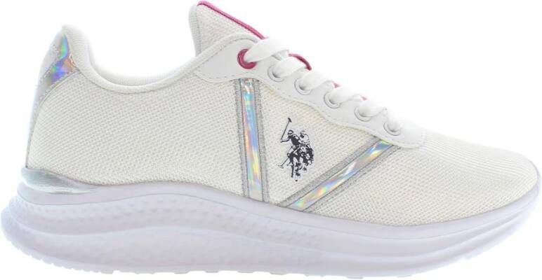 U.s. Polo Assn. Sportieve witte vetersneakers met logo White Dames