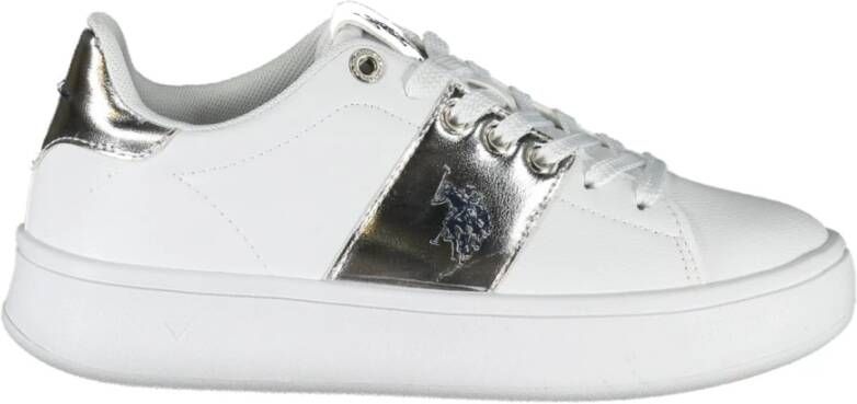 U.s. Polo Assn. Sportieve witte vetersneakers met logoprint White Dames