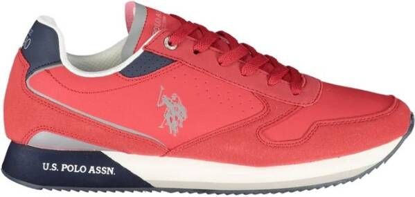 U.s. Polo Assn. Stijlvolle roze vetersneakers met contrastdetails Red Heren