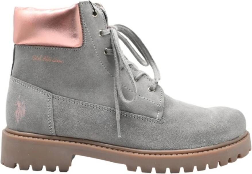 U.s. Polo Assn. Suede Sneakers Trendy Veterschoenen Gray Dames