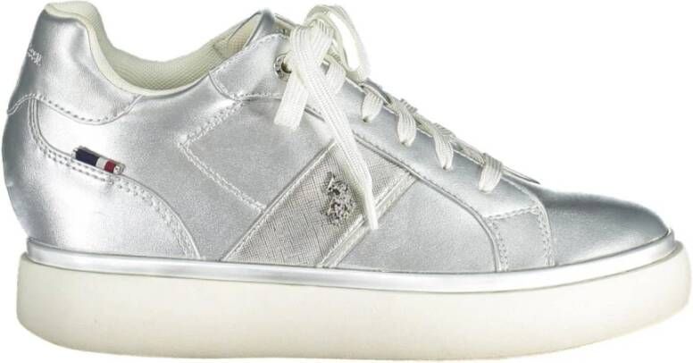 U.s. Polo Assn. Zilveren Lace-Up Sports Sneakers met Logo Detail Gray Dames