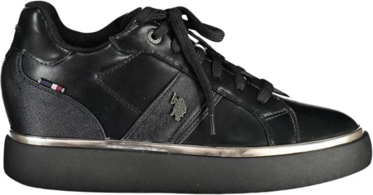 U.s. Polo Assn. Zwarte Vetersneakers met Logo-Detail Black Dames