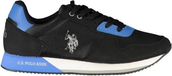 U.s. Polo Assn. Zwarte vetersneakers met contrastdetails Black Heren