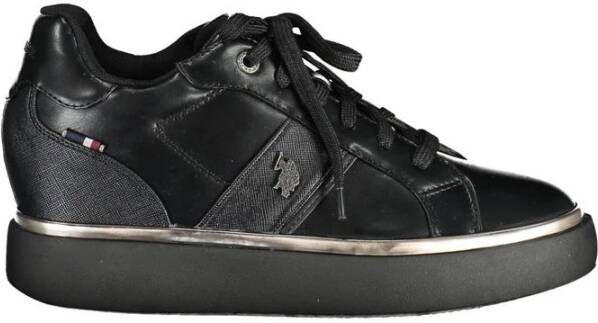 U.s. Polo Assn. Zwarte Vetersneakers met Logo-Detail Black Dames