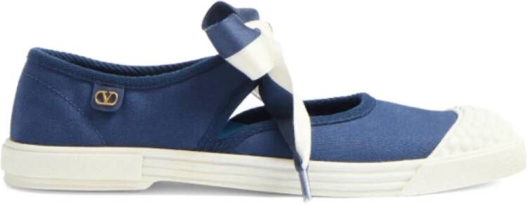 Valentino Blauw witte ballerina sneakers met strikdetails Blue Dames