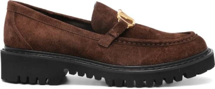 Valentino Chocoladebruine Suède Loafers Brown Dames