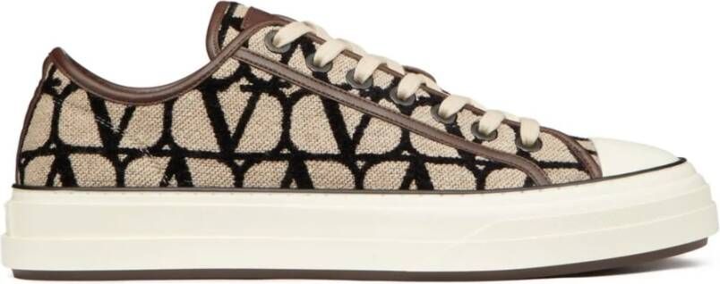 Valentino Garavani Beige Leren Sneakers met Logo Beige Heren