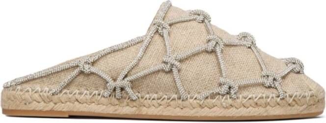 Valentino Garavani Beige Linnen Touwdetail Sandalen Beige Dames