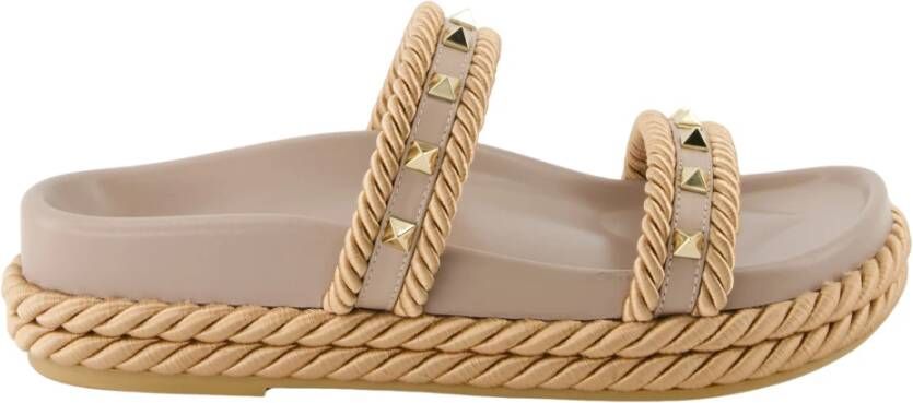 Valentino Garavani Beige Rockstud Platform Sandalen Beige Dames