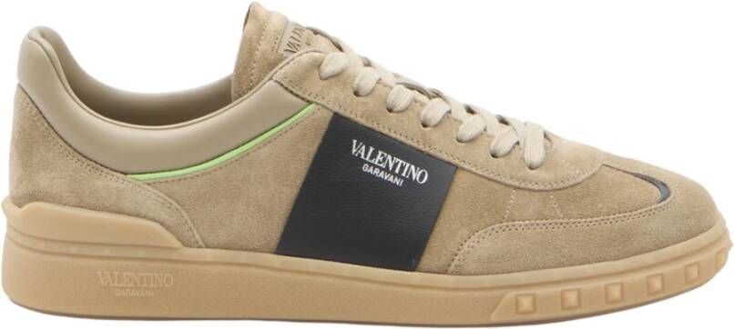 Valentino Garavani Beige Suede Low-Top Sneakers Beige Heren