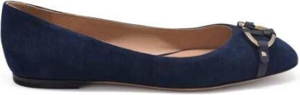 Valentino Garavani Blauwe Suède Ballerina`s Blauw Dames