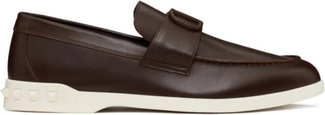 Valentino Garavani Bruin Leren VLogo Slip-On Sneakers Brown Heren