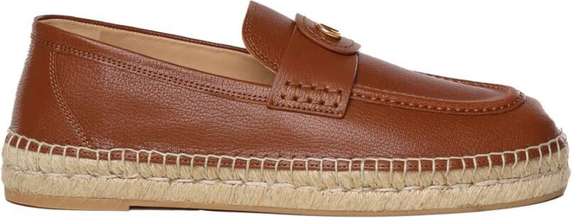 Valentino Garavani Bruine platte schoenen met VLogo-details Brown Heren