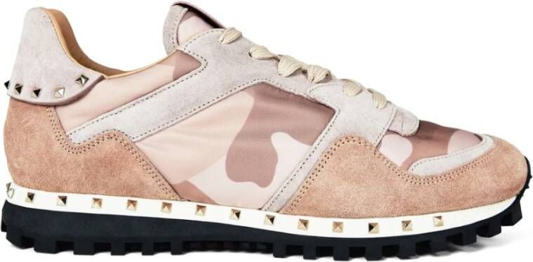 Valentino Garavani Camo Rockstud Multicolor Sneakers Pink Dames