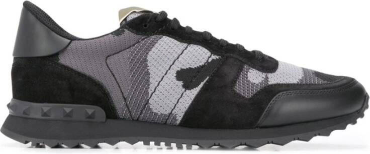 Valentino Garavani Zwarte Camouflage Print Sneakers Black Heren