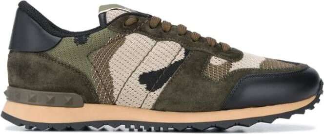 Valentino Garavani Camouflage Leren Sneakers Bruin Multicolor Heren