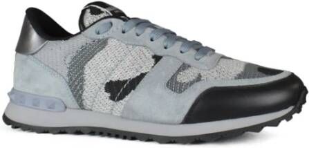 Valentino Garavani Camouflage Mesh Leren Sneakers Gray Heren