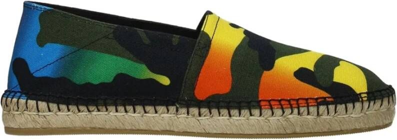 Valentino Garavani Canvas Espadrilles Slip On Multicolor Print Green Heren