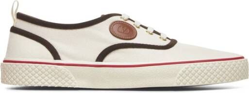 Valentino Garavani Canvas Veterschoenen met Vlogo Detail White Heren