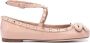 Valentino Garavani Studded Nude Leren Ballerina Schoenen Pink Dames - Thumbnail 1