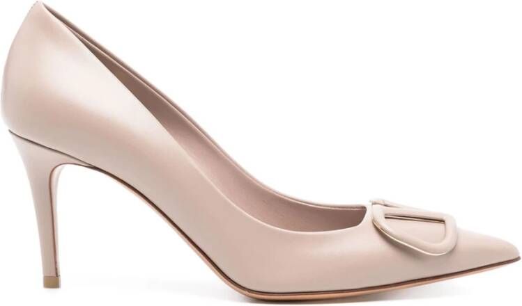 Valentino Garavani Elegante Zwarte Leren Pumps Brown Dames