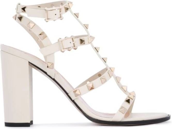 Valentino Garavani Witte Rockstud Enkelband Sandalen White Dames