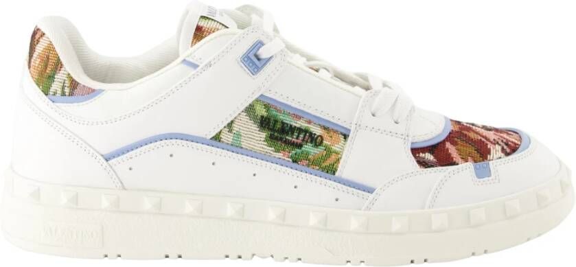 Valentino Garavani Geborduurde Freedots Leren Sneakers White Heren