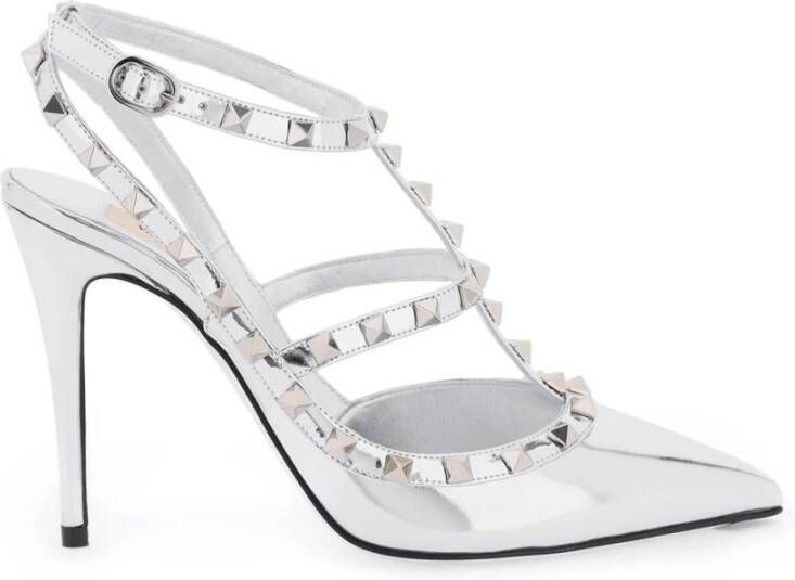 Valentino Garavani Zilveren Rockstud Patent Leren Pumps Gray Dames