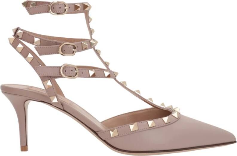 Valentino Garavani Gestudeerde leren slingback hakken Pink Dames